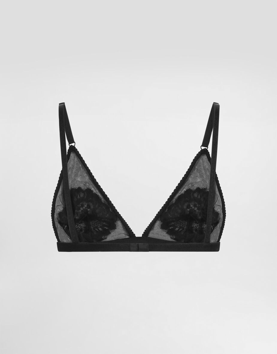 Lace and tulle soft-cup triangle bra in Black for Women | Dolce&Gabbana® US