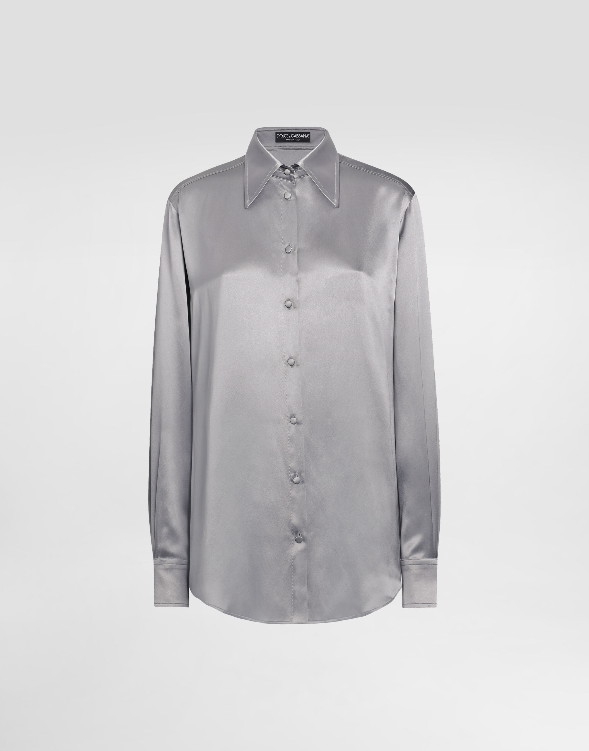 Silk satin shirt in Grey for Women | Dolce&Gabbana® US