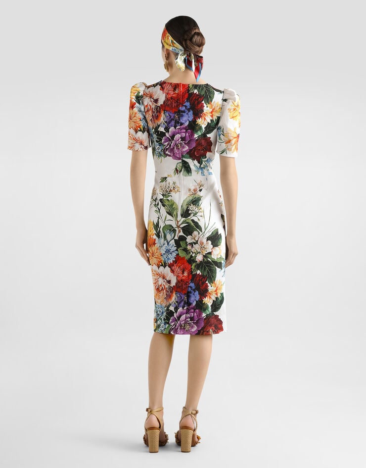 Dolce & Gabbana Kleid aus Cretonne mit Bouquet-Print Drucken F6TYCTFSRQU