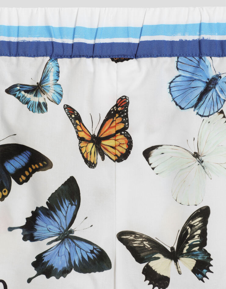 Dolce & Gabbana Striped poplin shorts with butterfly print Print L23Q34FI5KS