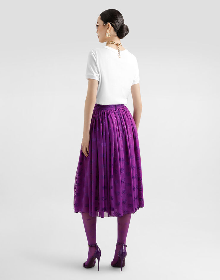 Dolce & Gabbana Devoré satin jacquard skirt Purple F4CJATFJTBR