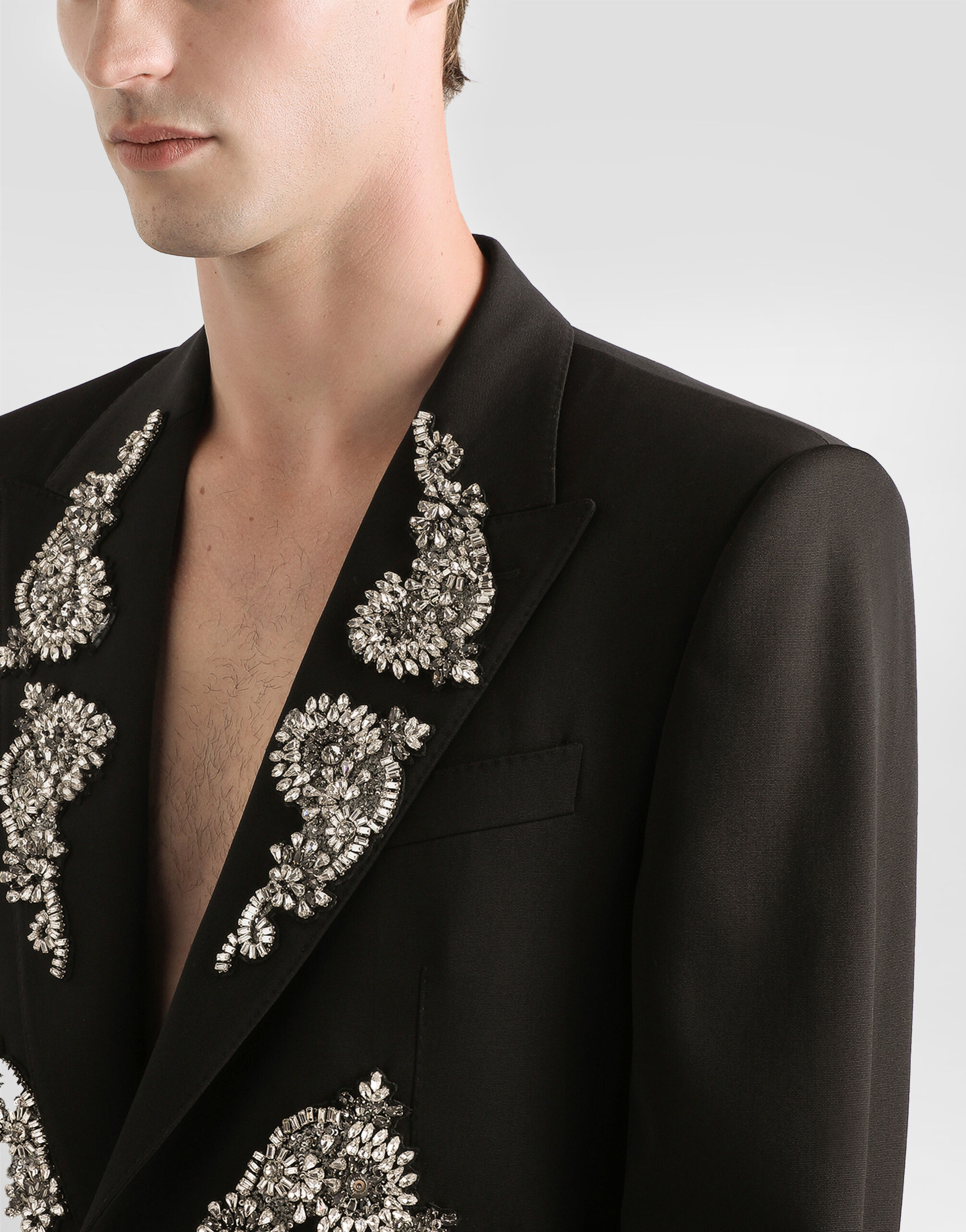 Single-breasted jacket with jewel embellishments in Black for Men