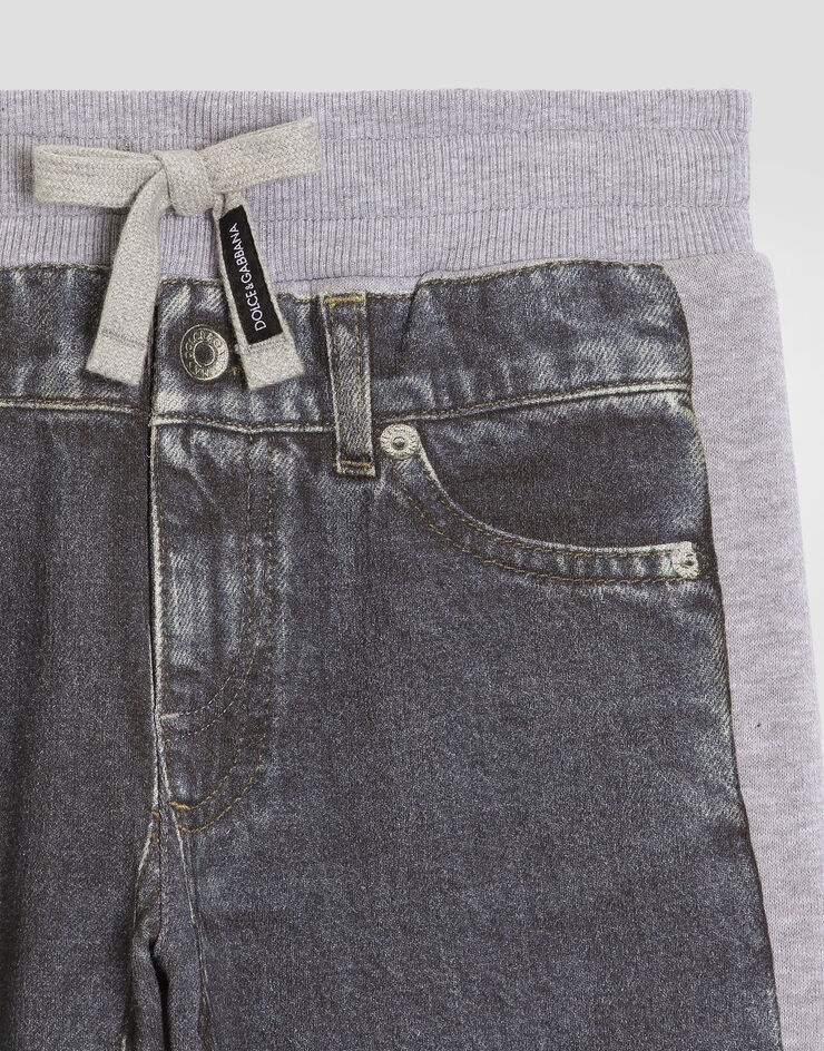 Dolce & Gabbana Fleece trousers with denim-effect print Multicolor L4JPING7PVD