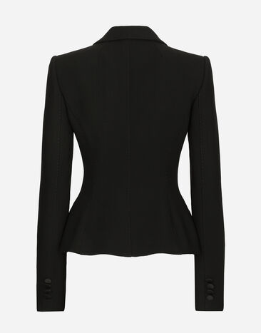 Dolce & Gabbana جاكيت دولتشي صوف بصف أزرار مفرد أسود F27AWTFUBF1