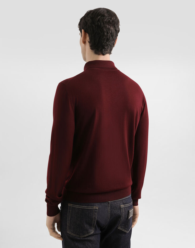 Dolce & Gabbana Fine-gauge wool polo shirt Purple GXZ25TJDVBV