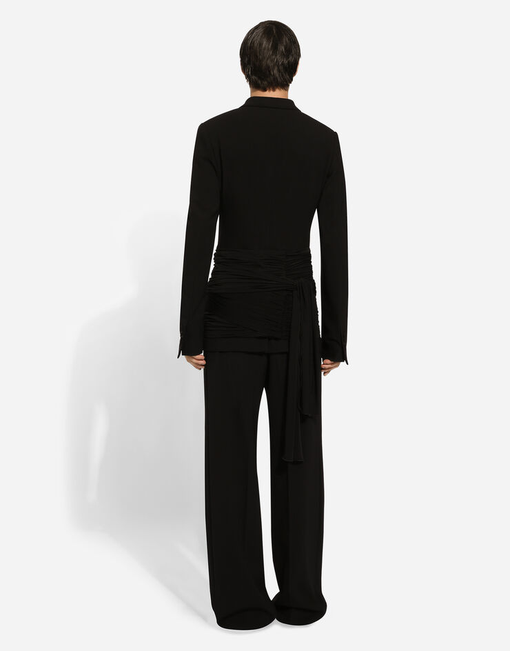 Dolce & Gabbana حزام وسط رجالي بأشرطة جانبية وزمات أسود GR253EFUIAU