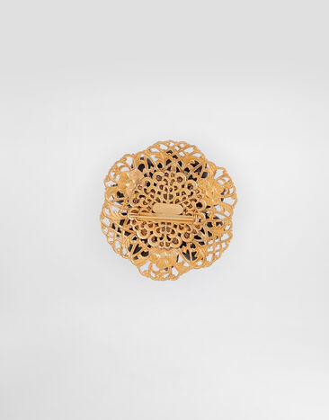 Dolce & Gabbana Metal brooch with rhinestones Gold WPR1I2W1111