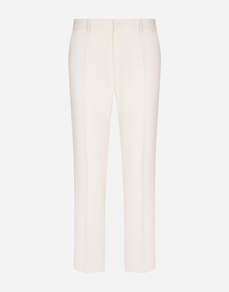 Dolce & Gabbana Stretch wool tuxedo pants White GWZXMTGF816
