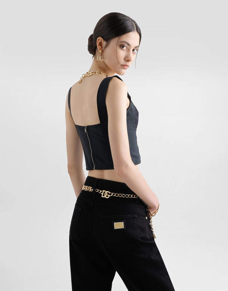 Dolce & Gabbana Bustier corsetteria in guaina jacquard e pizzo Nero F7T19TGDCLQ
