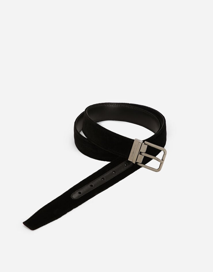 Dolce & Gabbana حزام قطني مخمل أسود BC4703A6808
