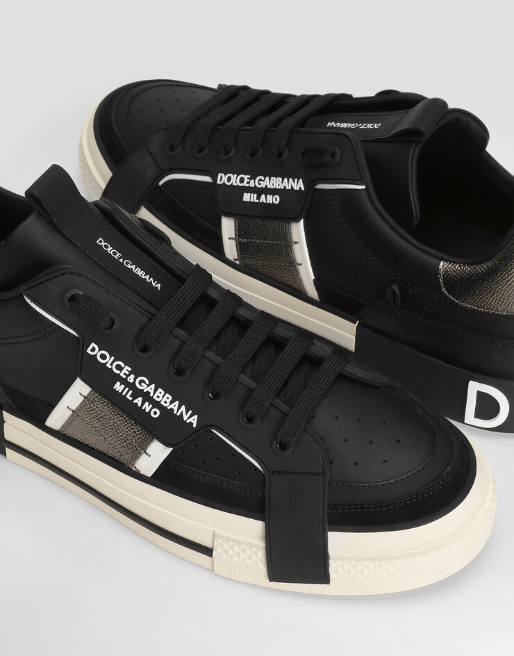 Dolce & Gabbana Calfskin 2.Zero Custom sneakers with contrasting details Black/Silver CS1863AO223