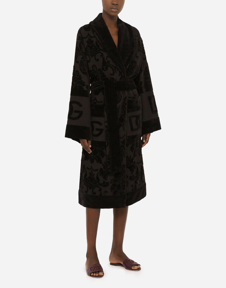 Dolce & Gabbana Bath Robe in Terry Cotton Jacquard Multicolor TCF009TCAGM