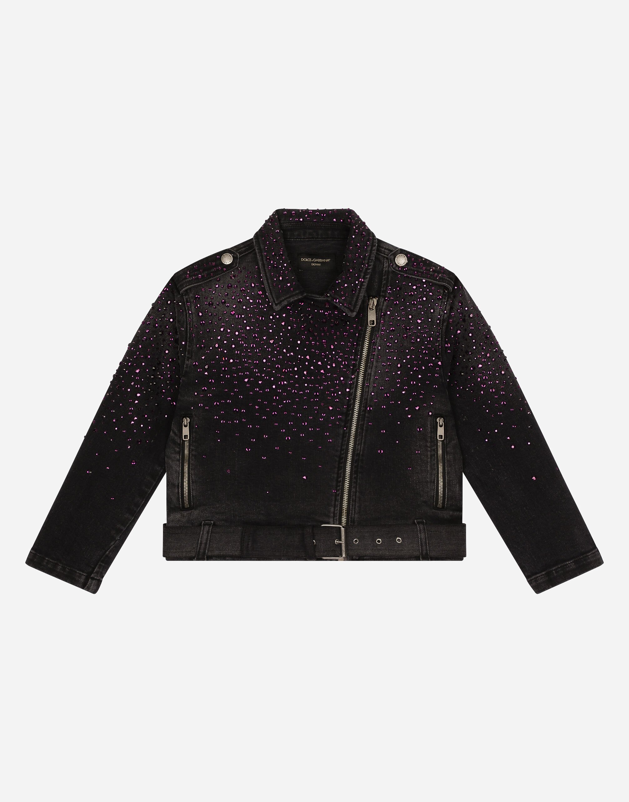 Dolce & Gabbana Denim jacket with rhinestone details Imprima L5JC13ISMGV