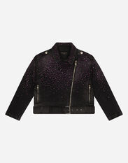 Dolce & Gabbana Denim jacket with rhinestone details Pink D11229A1328