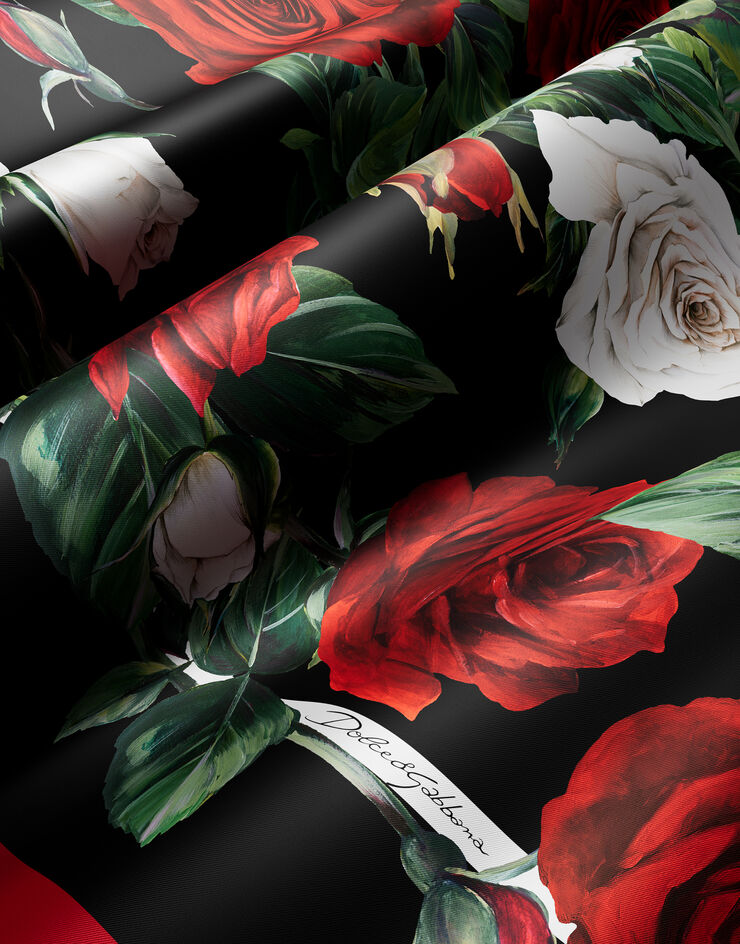 Dolce & Gabbana وشاح فولار من تويل حريري بطبعة وردة (90x90) مطبعة FN090RGDCXO
