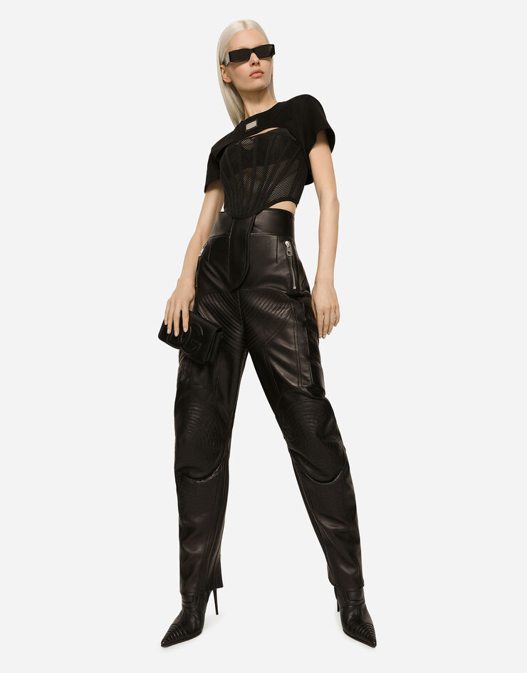 Dolce & Gabbana High-waisted leather biker pants Black FTCGKLGDAPK