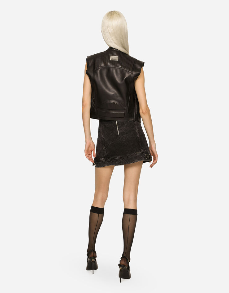 Dolce & Gabbana Gilet con zip in pelle Black F9M88LGDAPK
