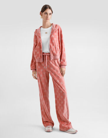 Dolce & Gabbana Chenille jacquard hoodie with DG logo Pink F9S15TFJ7DL