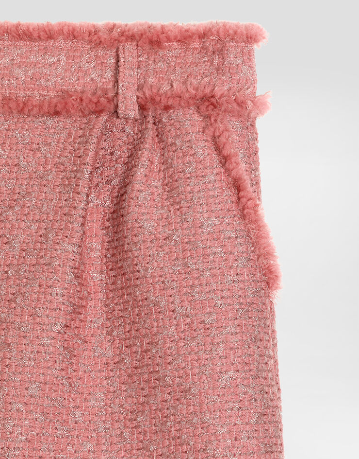 Dolce & Gabbana Raschel tweed shorts with logo button Pink L53Q35HUMUA