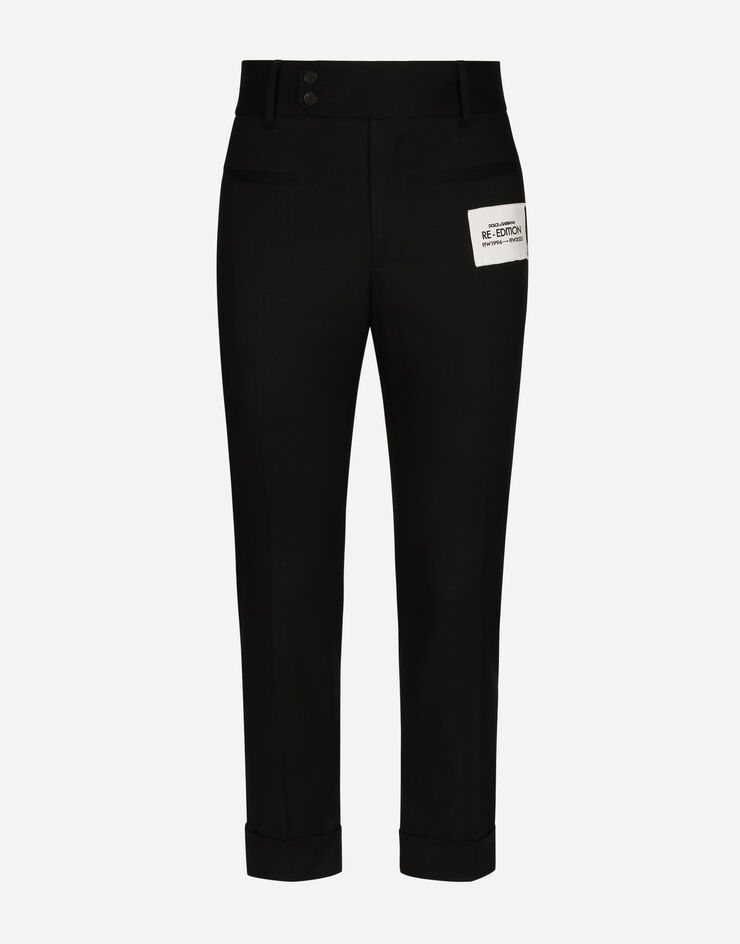 Dolce&Gabbana Pantalón de dril elástico con etiqueta Re-Edition Negro GV6TETFUFGD