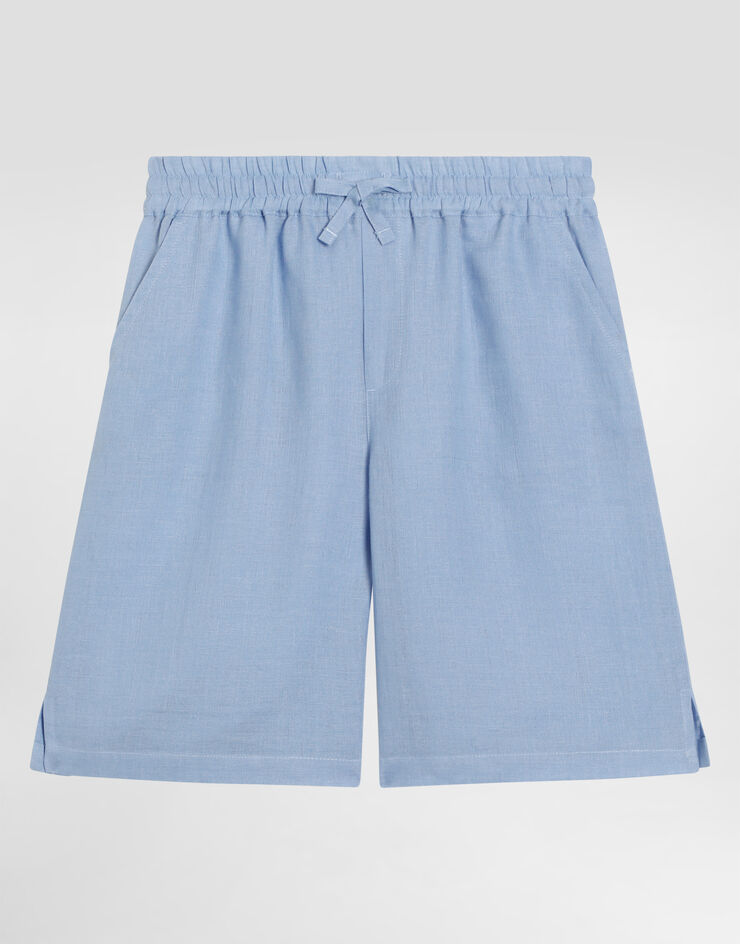 Dolce & Gabbana Linen canvas bermuda shorts Azure L43Q89FU4MH