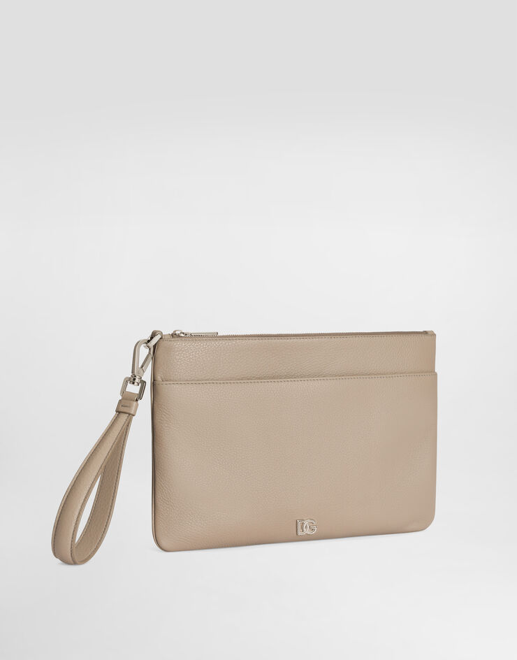Dolce & Gabbana Trousse de toilette en cuir de veau avec logo Dolce & Gabbana Trousse de toilette en cuir de veau avec logo Beige BP3294A0370