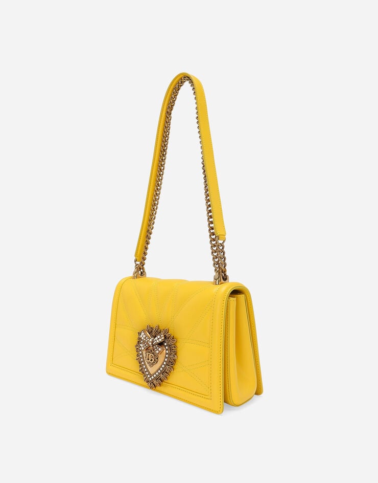 Dolce & Gabbana حقيبة ديفوشن متوسطة من جلد نابا مبطن أصفر BB7158AW437