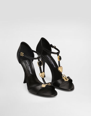 Dolce & Gabbana Goatskin sandals with embroidery Black CR1905AO033
