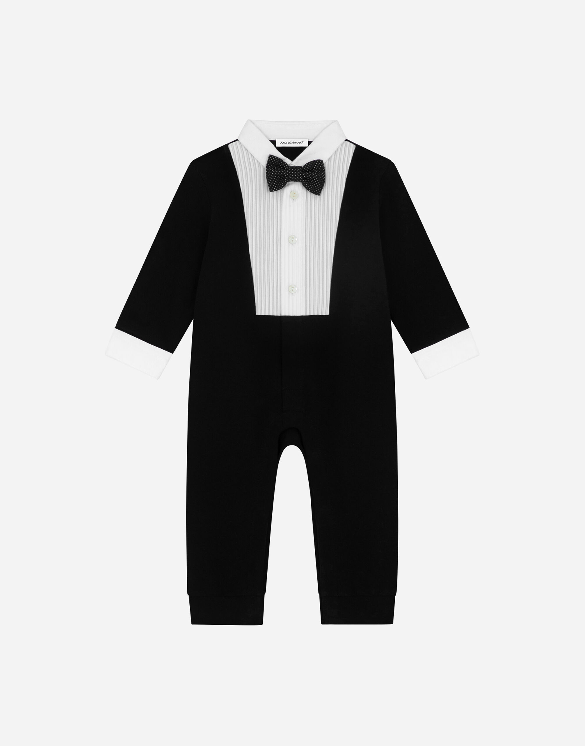 DolceGabbanaSpa Tuxedo onesie in cotton Azure L1JWHMG7KR1