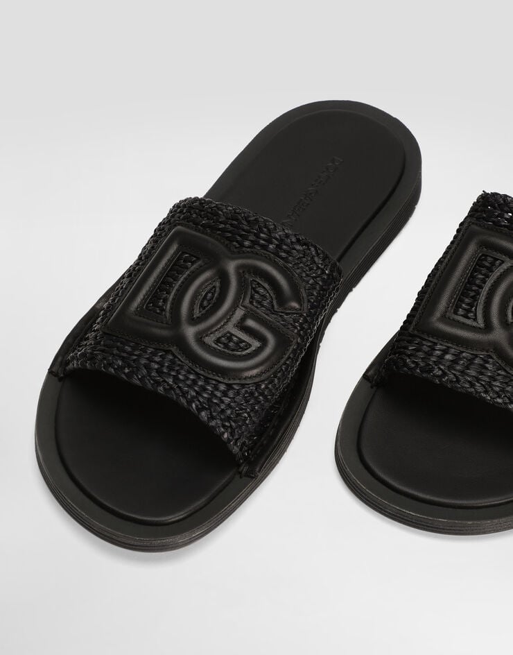 Dolce & Gabbana Raffia crochet slipper Black A80519A9Q98