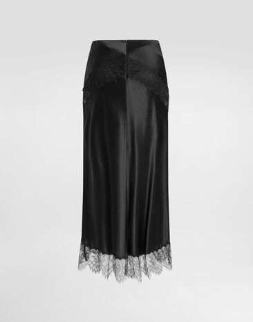 Dolce & Gabbana Silk satin skirt Black F4DD1TFU1AU