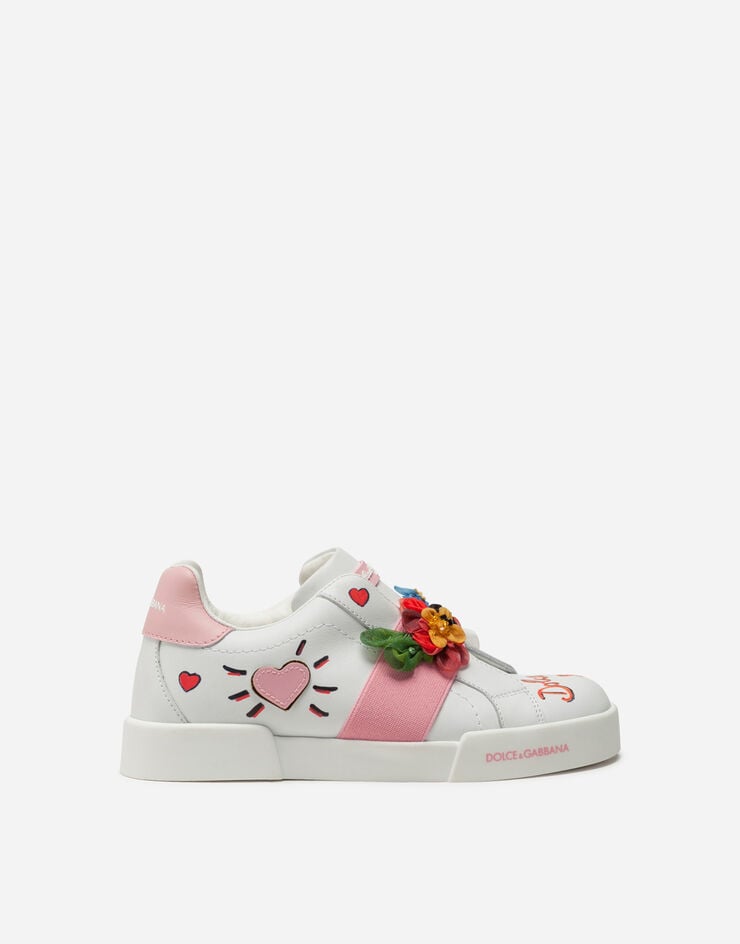 Dolce & Gabbana Portofino light sneakers in calfskin with embroidery MULTICOLORED D10937AH813