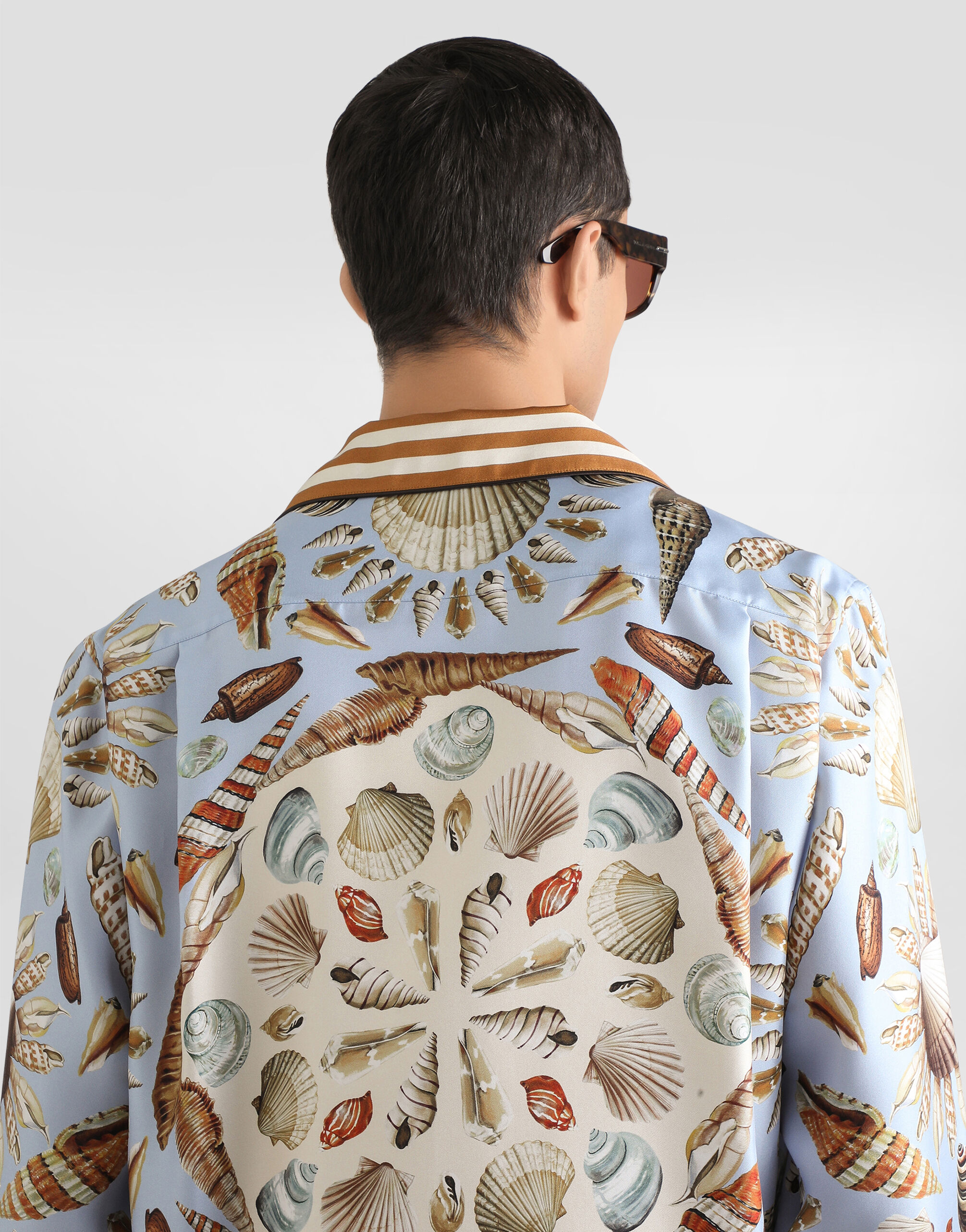 Shell-print silk twill vanity shirt in Multicolor for Men