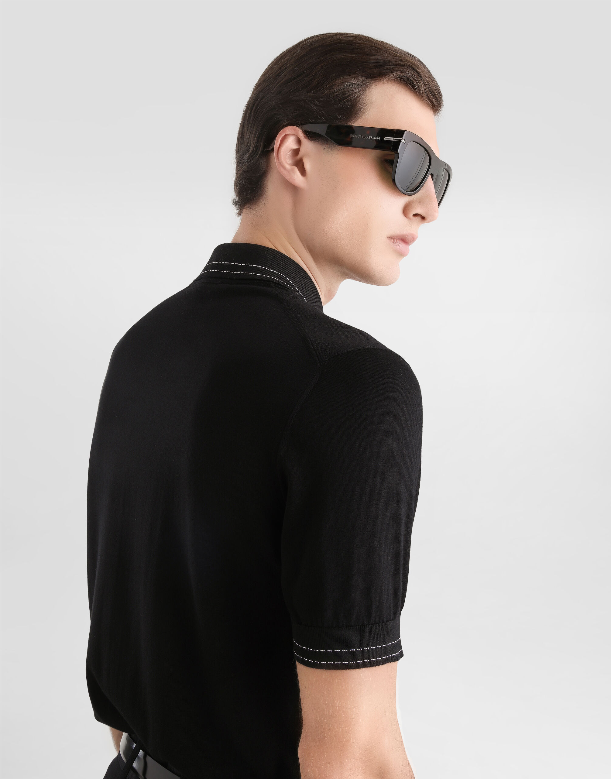 Blackのメンズ シルク ポロシャツ | Dolce&Gabbana®