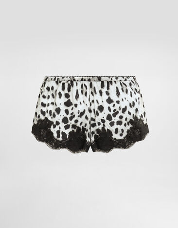 Dolce & Gabbana Leopard-print satin shorts with lace inserts Pale Pink O1B12TON06G