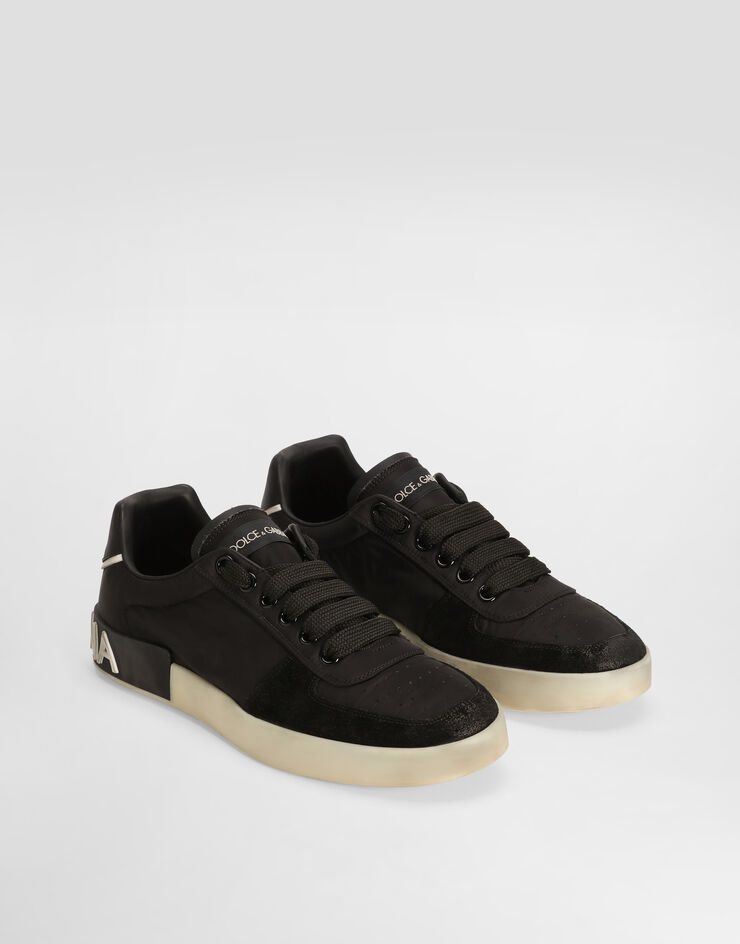 Dolce & Gabbana Portofino nylon and split calfskin sneakers Black CS2392A0136