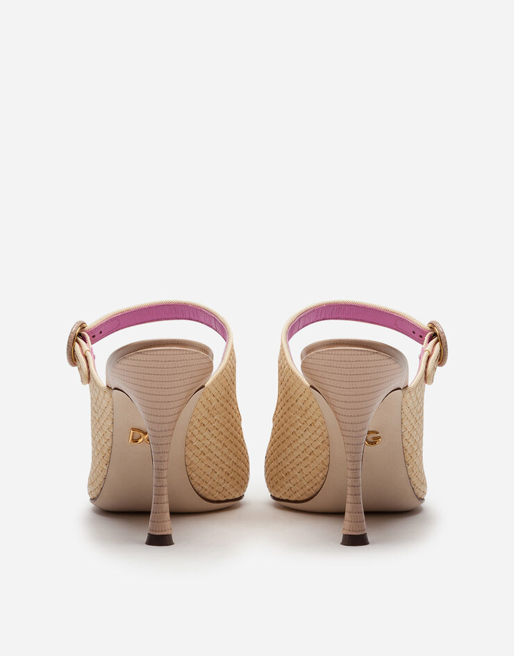 Dolce & Gabbana Braided raffia mules with floral embroidery BEIGE CI0124AX051