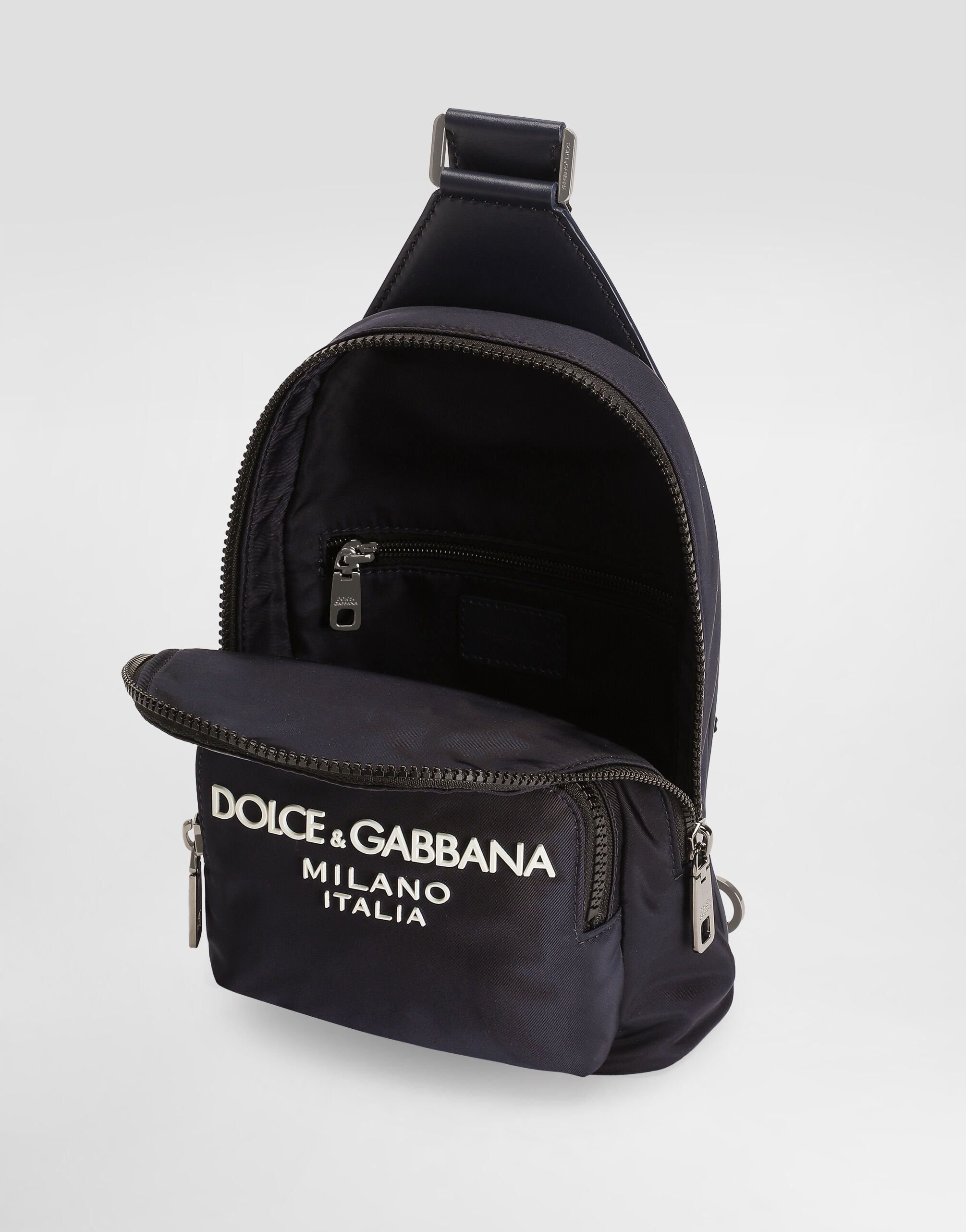 ブルーのメンズ クロスボディバックパック ナイロン