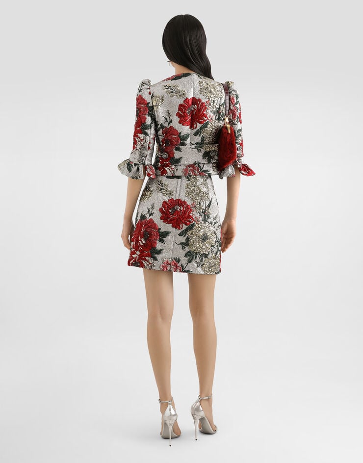 Dolce & Gabbana Minirock aus floralem Jacquard Multicolor F4C0VZHJMRI