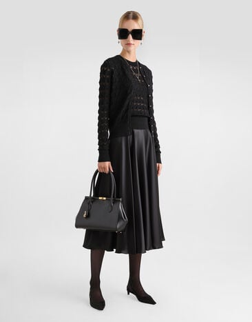 Dolce & Gabbana Silk satin calf-length circle skirt Black F4CSOTFU1NU