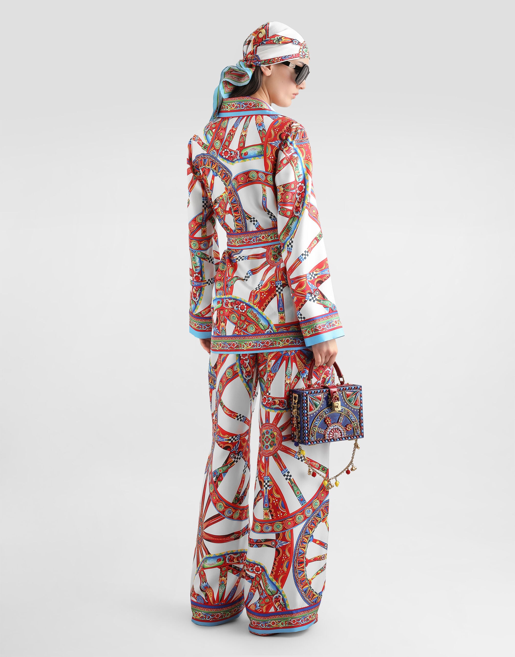 Carretto-print silk twill vanity shirt in Multicolor for Women