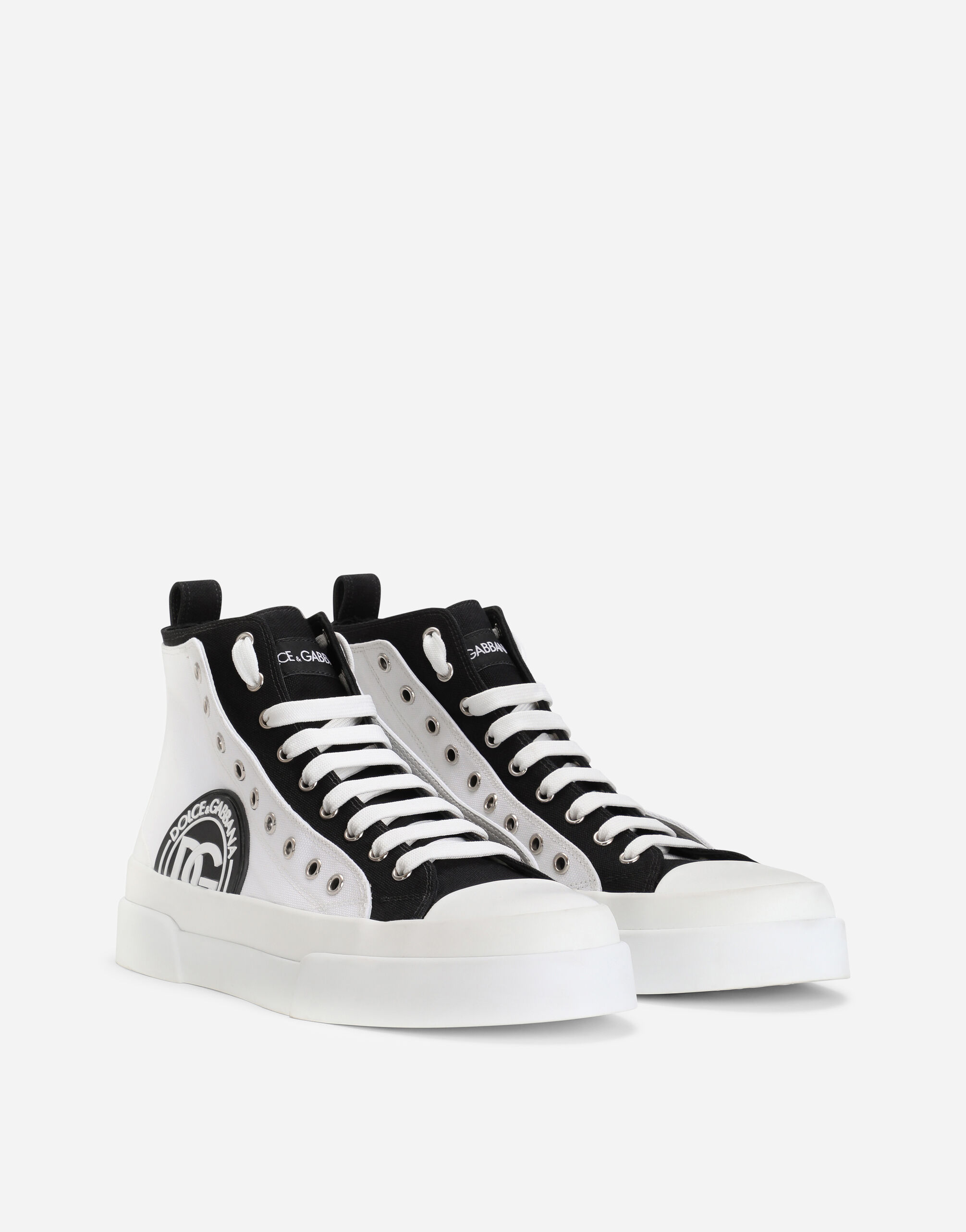 Two-tone canvas Portofino Light mid-top sneakers with DG logo