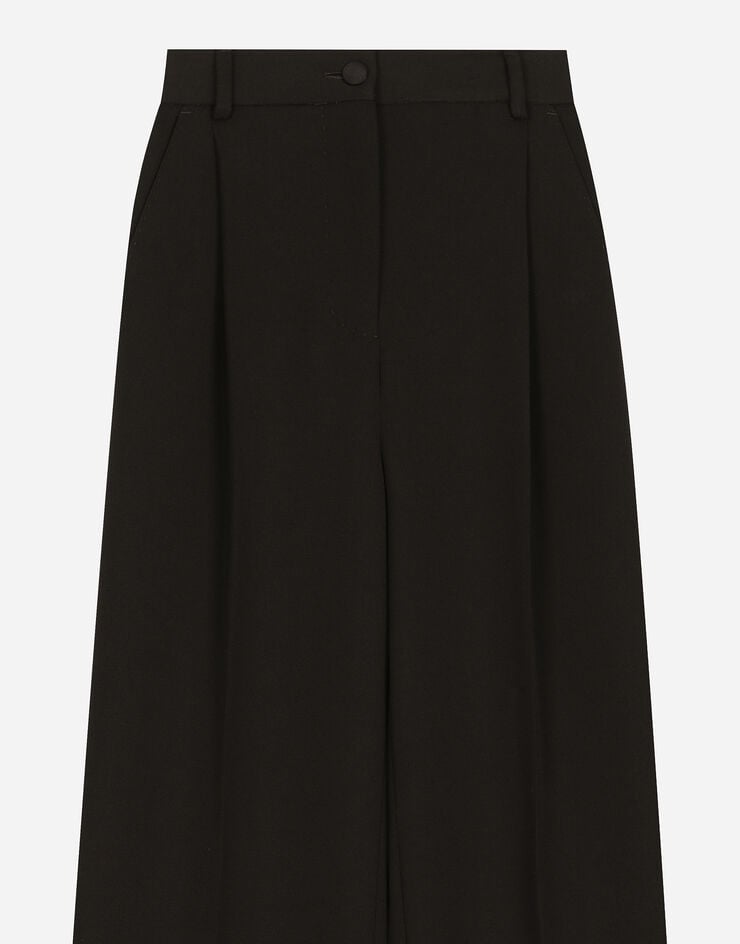 Dolce & Gabbana Flared wool gabardine tuxedo pants Black FTC82TFU21E