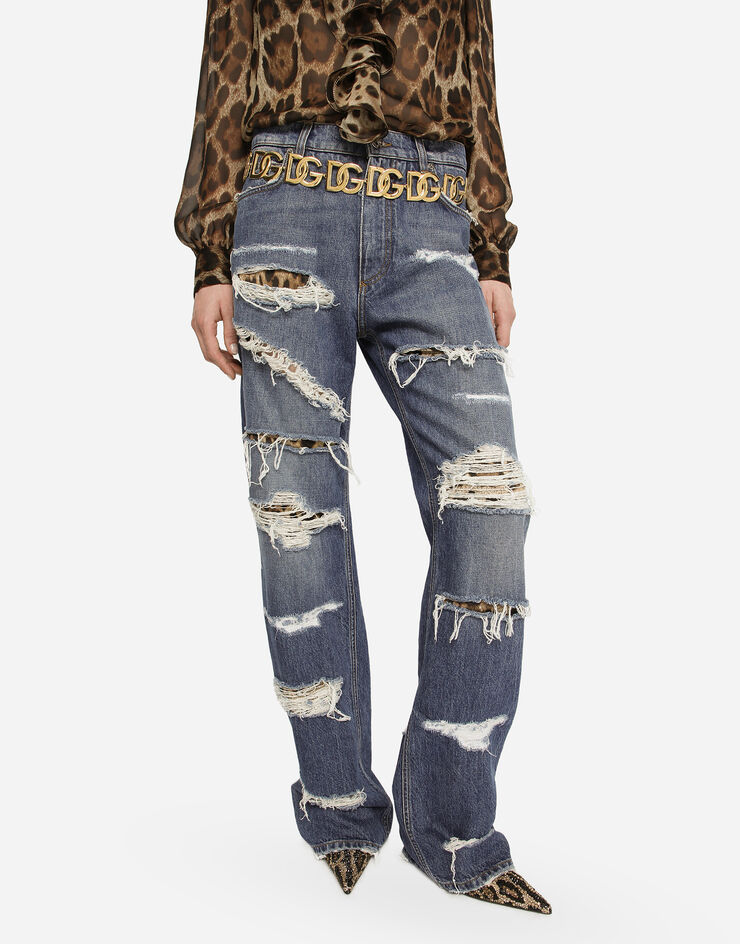 Dolce & Gabbana Loose-fit jeans with ripped details Multicolor FTCGNDG8JU7