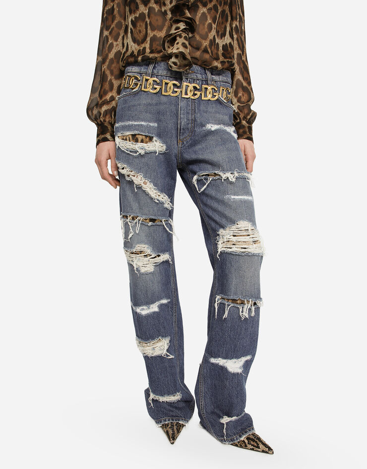 Dolce&Gabbana Loose-fit jeans with ripped details Multicolor FTCGNDG8JU7