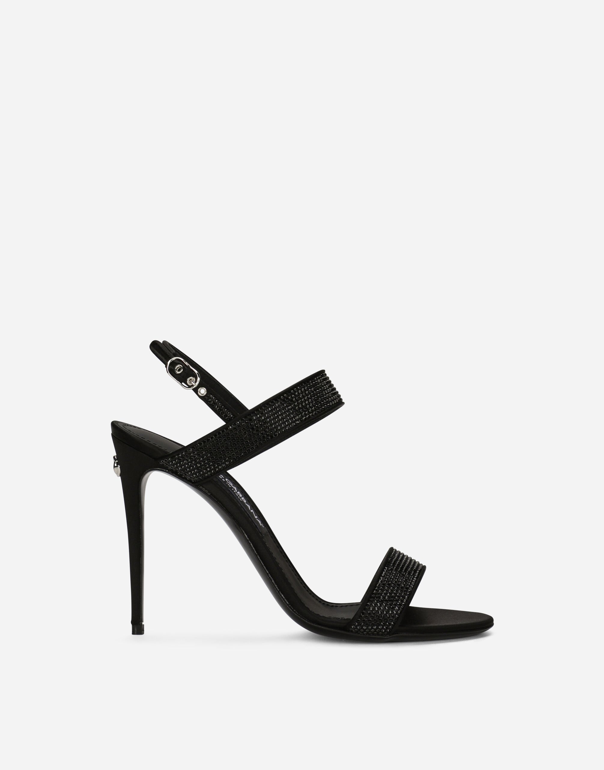 Dolce & Gabbana KIM DOLCE&GABBANA Satin sandals with fusible rhinestones Black CR1339A1037
