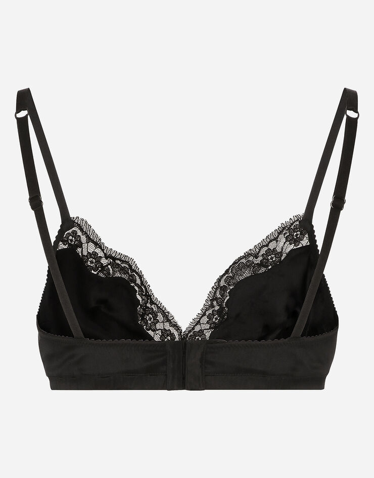 Dolce & Gabbana Soft-cup satin bra with lace detailing Black O1A01TONO13