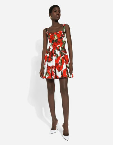 Dolce & Gabbana Cotton corset dress with anemone print Print F6AHOTHS5Q0