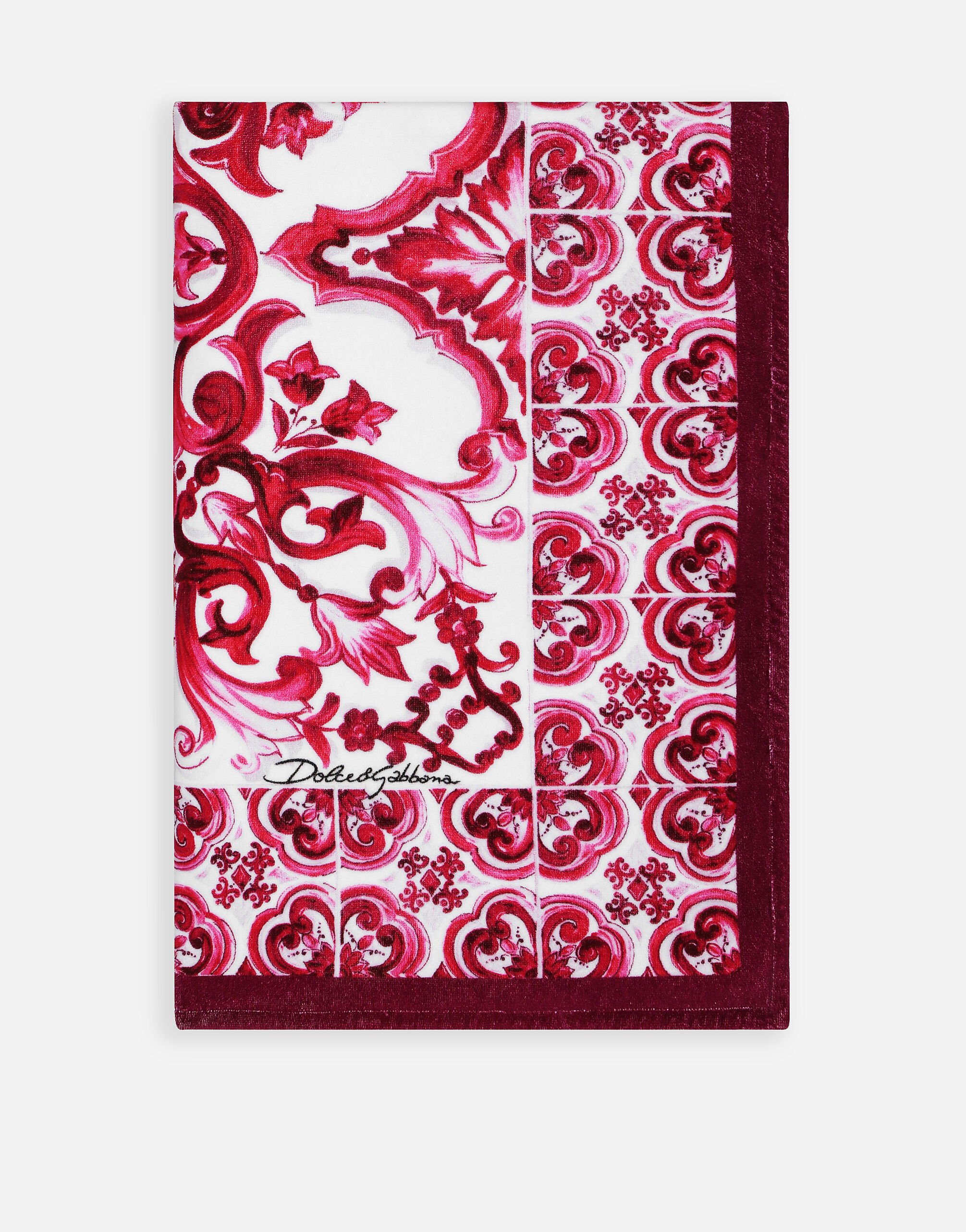 Dolce & Gabbana Majolica print terrycloth beach towel (114 x 185) White BB7287AW576