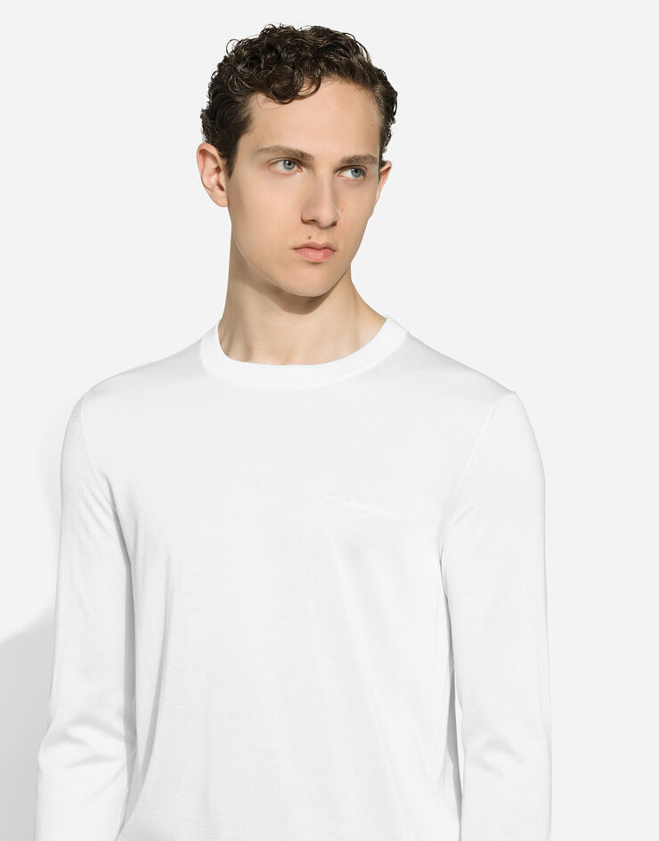 Dolce & Gabbana Dolce&Gabbana 徽标真丝圆领针织衫 白 GXX02ZJBSJS